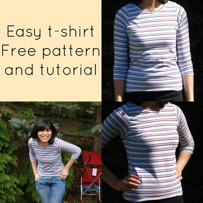 free sewing pattern, t-shirt tutorial, free tutorial for t-shirt, t-shirt pattern online, free sewing patterns for beginners, free sewing t-shirt patterns and tutorials